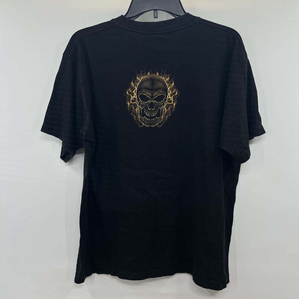 vintage Y2K Flame Skull T Shirt Mens L Pinkman Hip Hop Grunge Skater MMA Tapout - Picture 5 of 10